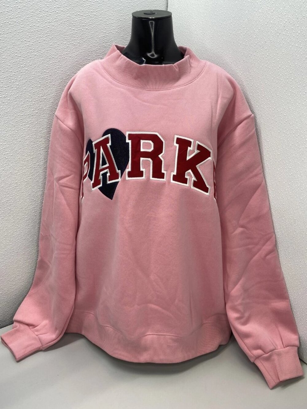 Parke Women Sweatshirt Blush Pink/Crimson Red Size XXL Fleece Jean Heart Varsity
